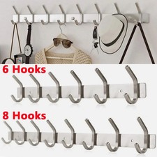 6/8 Hooks Heavy Duty Coat Hooks Wall Mounted Stainless Steel Hanger Rack Holder