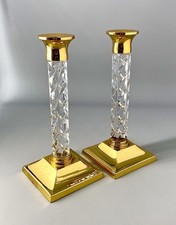 Waterford Crystal & Brass Cambridge Pair Of 27cm Large Candlesticks