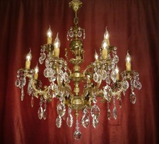 FRENCH LARGE CHANDELIER BRASS