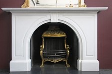 Substantial Restored Antique White Statuary Marble Fireplace Surround