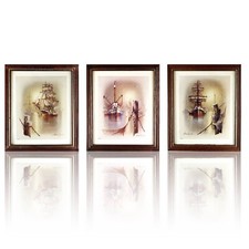 Set of 3 Vintage Andres Orpinas Framed Glazed Lithographic Nautical Prints