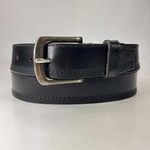 Black genuine leather belt - genuine,