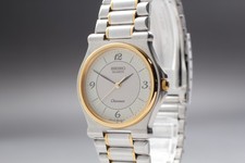 Vintage 1984 N MINT Seiko Chronos 9021-6050 Two-Tone Round Qz Mens Watch JAPAN