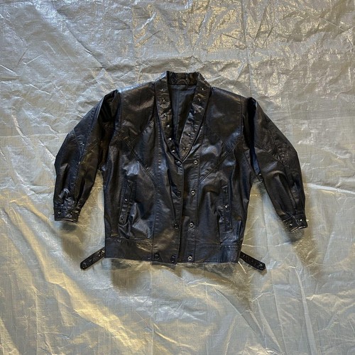 Vintage real leather biker - real,