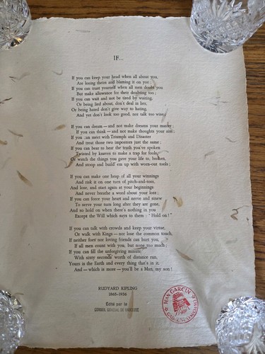 Rudyard kipling on hand - kipling, 'if'