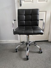 Maurice Office Chair. Black Faux Leather Adjustable Height Swivel Chair