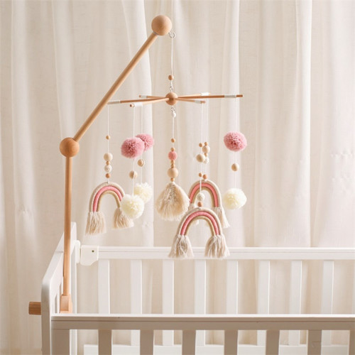 Wooden rainbow baby mobile - wooden,