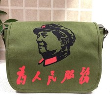 China Chairman Mao "Service to the People" Shoulder Bag Green Messenger Bag