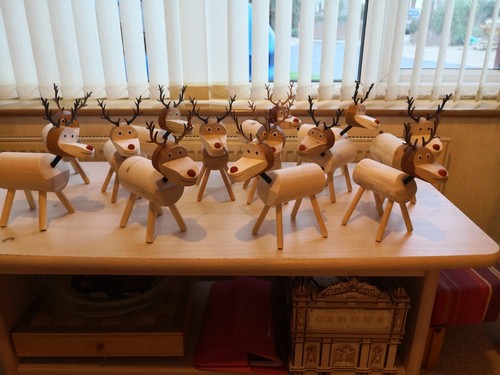 Hand made wooden reindeer - hand,