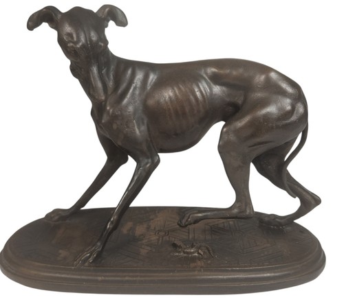 Bronze greyhound dog figurine - bronze,