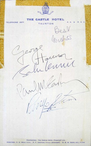 The beatles signed hotel note - signed,