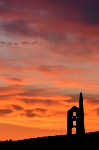 Cornish tin mine engine house - engine,