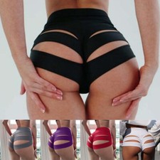 Womens Sexy Hollow Cut Out Yoga Shorts Panties High Waist Brief Fitness Workout⇓