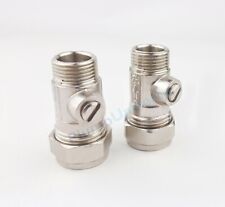 2 x 15mm X 3/8" BSP Isolating Valve Flat Surface Thread For Flexis etc  (Pair)