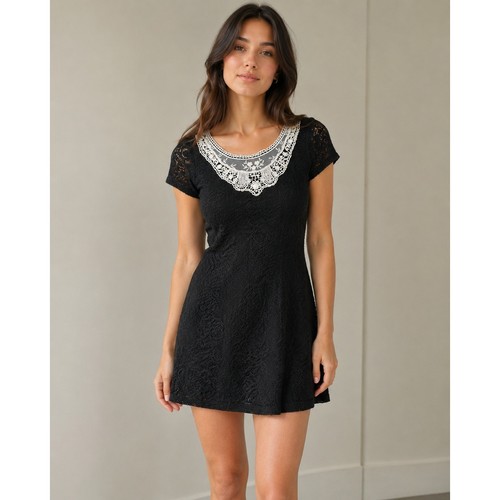 Black lace mini dress ivory - lace,