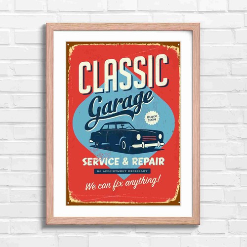 Classic garage vintage car - garage,