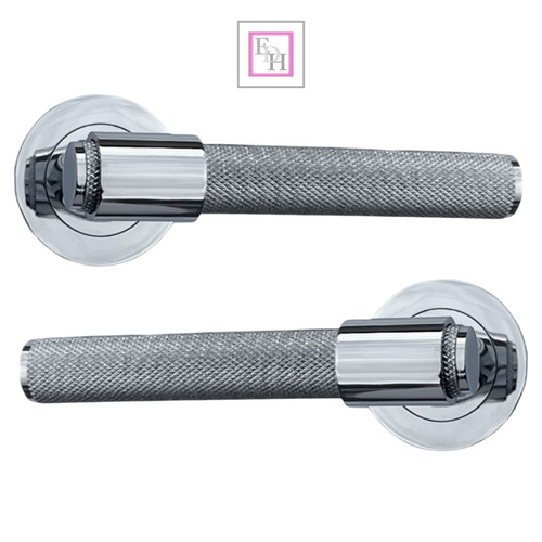 Knurled door handles - knurled, chrome