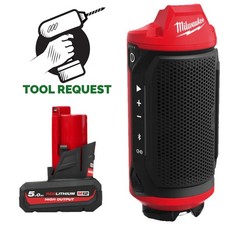 Milwaukee M12SPEJSG2-0 12v Jobsite Speaker & 5.0ah High output Battery