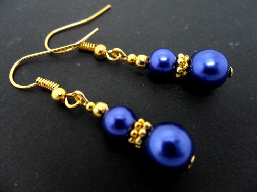 Pair cobalt blue glass - of,