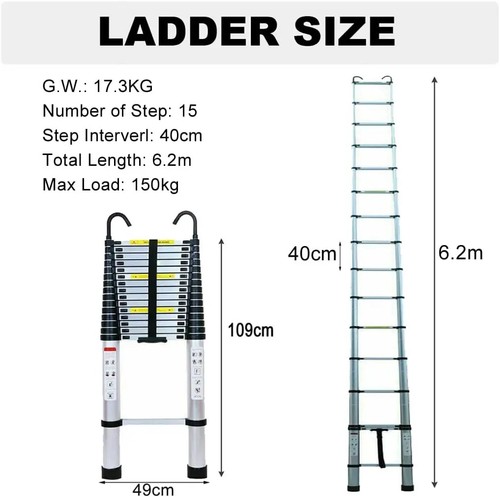 2m telescopic ladder - 6.2m,