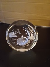 Reversed Carved Lucite Frog MRC Signed Slab Paperweight Ornament Decorative Desk