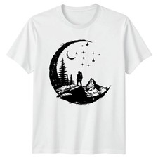 Hiker Under The Moon And Stars