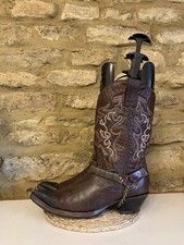 Buffalo Cherry Harness Biker Embroidered Leather Womens Cowboy Boots UK 6 EU 39