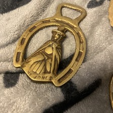 Vintage HORSE BRASS Welsh Jenny Jones Fireplace canal boat barge pub bar decor