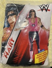 Bret the Hitman Hart Halloween Costume Mens Medium WWE Wrestling Suit Wig Bands