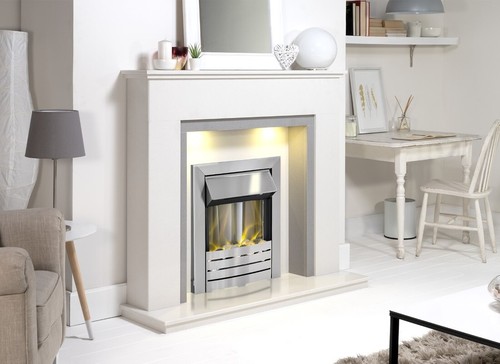 White marble grey fireplace - marble,
