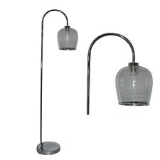Modern Chrome Arched Floor Lamp 149cm Standing Light With Bubble Glass Shade