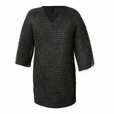 Medieval Riveted Chainmail Shirt Black Mild Steel Chain mail Armor Reenactment