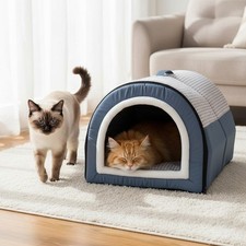 Cat Bed Igloo Dog Bed Small Dog Soft Cosy Nest Cave Plush Cushion Washable Cave