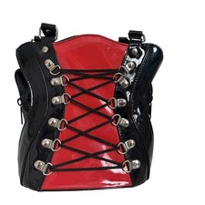 SHINY PVC CORSET STYLE HANDBAG - BLACK & RED - GOTH/PUNK/HALLOWEEN/BONDAGE