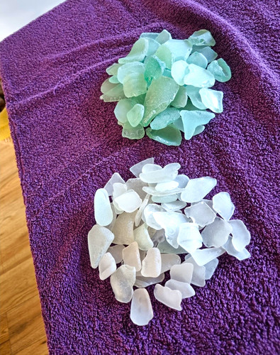 Frosted sea glass - glass,, blue