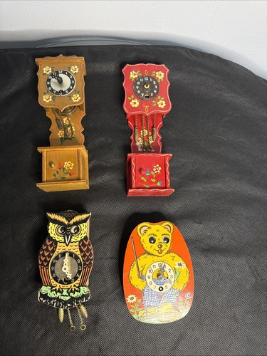 Vintage miniature wall clocks - vintage,