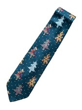 MOSCHINO VINTAGE GREEN CHRISTMAS TREE 100% SILK TIE MADE IN ITALY