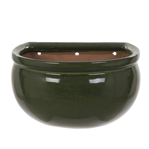 Green ceramic wall planter - planter, pot