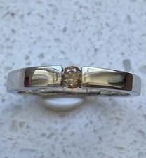 Size K 9ct White Gold Tension Set Brown Diamond Ring 9k 375 US Size 5.5 