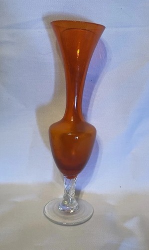 Vintage tangerine glass stem - tangerine,