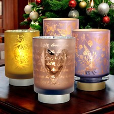 LED Table Lamps Cordless Glass Lights Battery Operated Flowers Butterfly Love