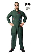 Mens 80s Pilot Costume Top Flight Fancy Dress Outfit Aviator Gun Movie Costume