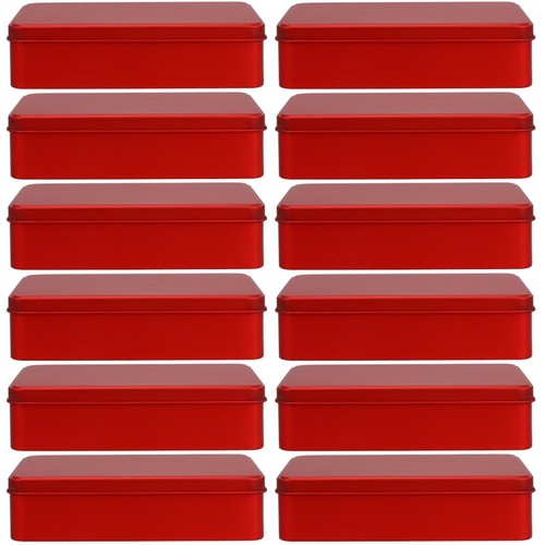 Red metal storage tins - tins, with