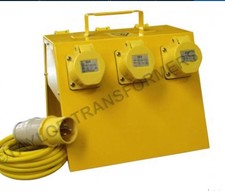 110V 16A TO 6 x16A METAL IP44 SPLITTER AND DISTRIBUTION BOX. 16A 110V INPUT PLUG