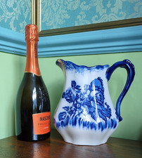 LARGE B & W STAFFORDSHIRE IRONSTONE WATER JUG 'VICTORIA' ~ MADE in ENGLAND A/F