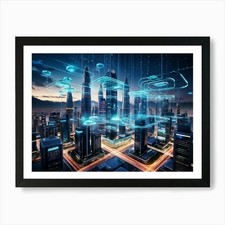 Global Telecom And Finance Connecti Framed Wall Art Poster Canvas Print Picture