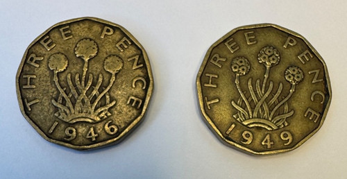 Threepence 1946 1949 brass - threepence,