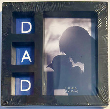 "Dad" plastic photo frame with stand, can hold 4 photos, 3 small and 1 big, new