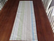 Laura Ashley Irving Duck Egg Striped Table Runner 2m  Linen Fully Lined. New! 