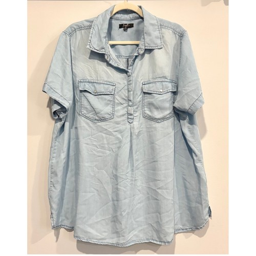 Women chambray top light - top, wash